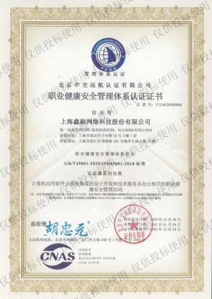 職業(yè)健康安全管理體系認證證書